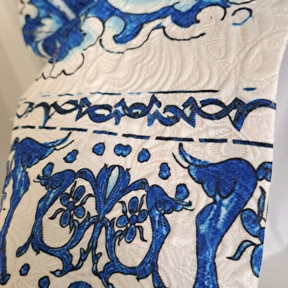 Women's Blue + White Patterned Jacket - Picture 3 of 4